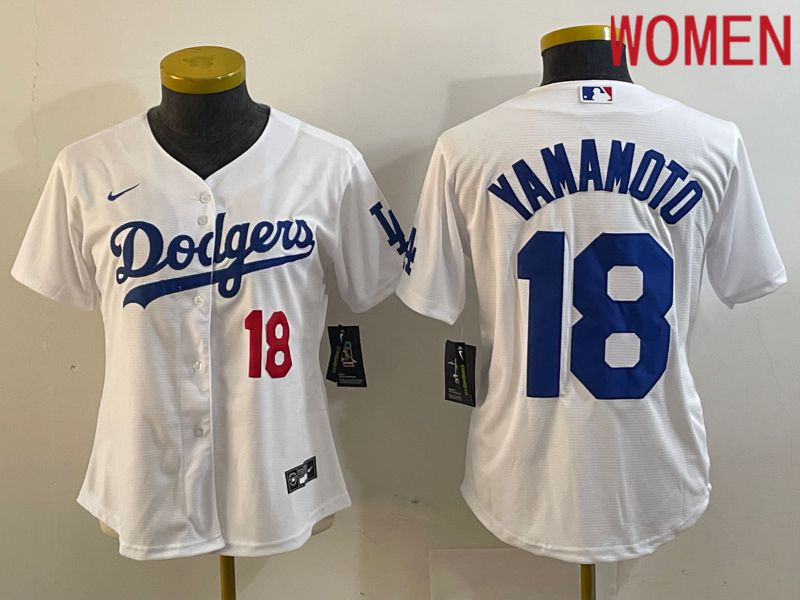 Women Los Angeles Dodgers #18 Yamamoto White Nike Game MLB Jersey style 2->women mlb jersey->Women Jersey